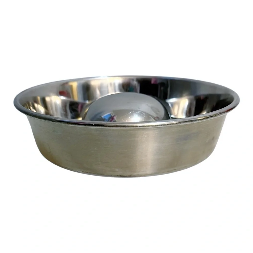 Take It Slow Stainless Steel Slow Feeder Dog Bowl Medium